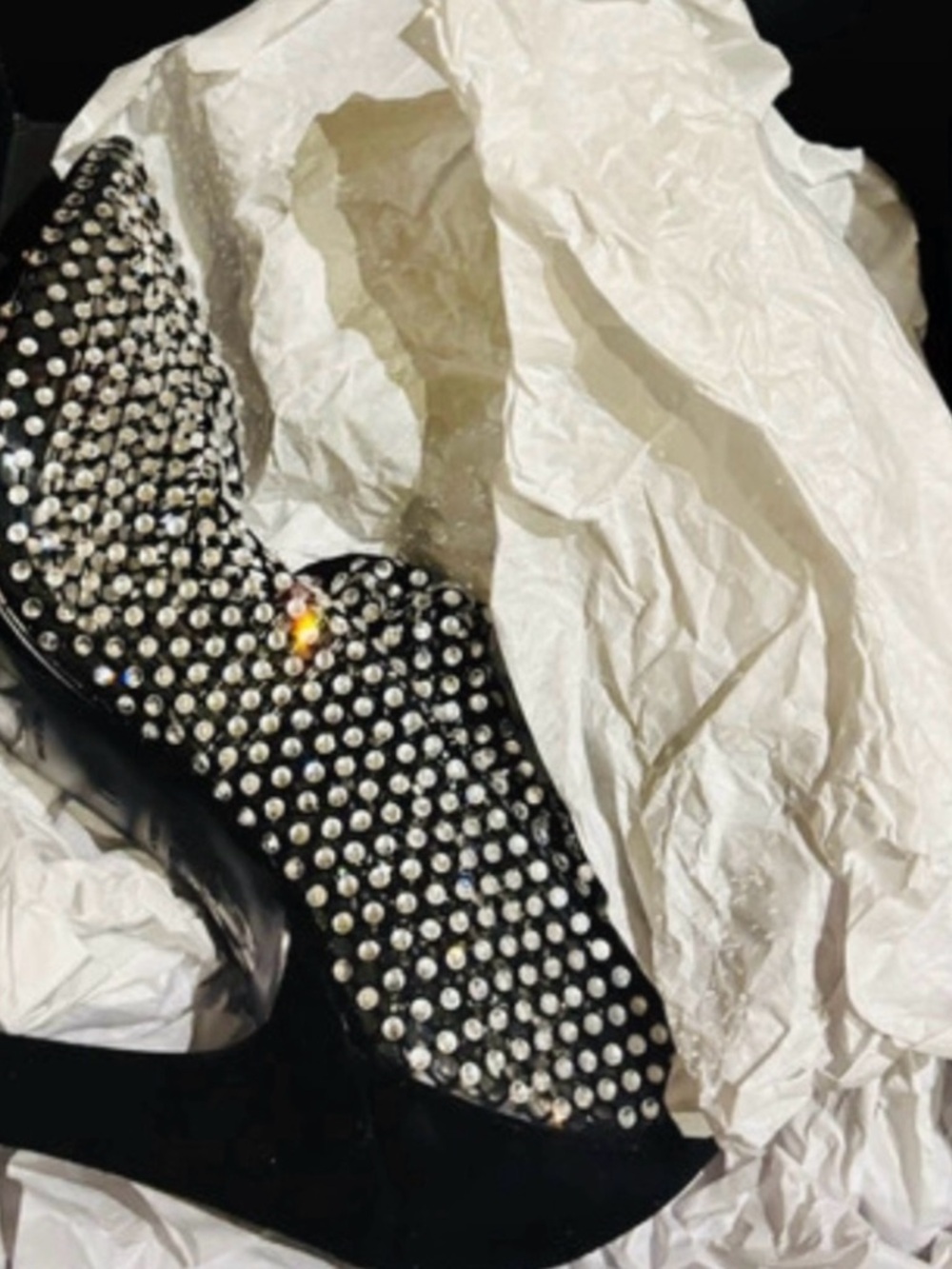 Black Rhinestone Embellished High Heel boots KURT Geiger Shoreditch mesh bootie - Picture 2 of 5